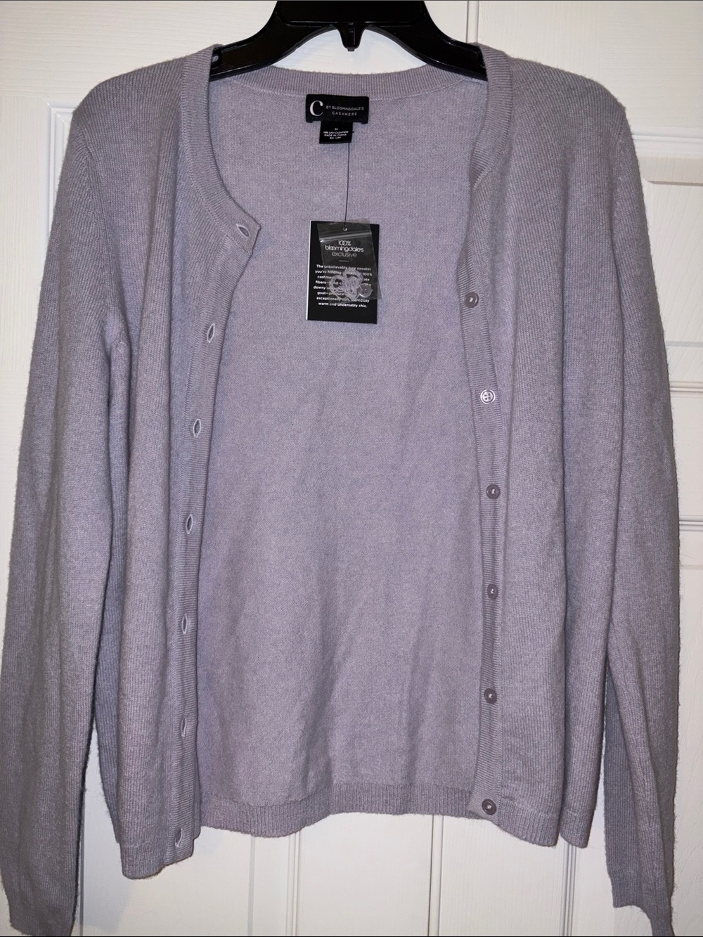 C by Bloomingdale's Cashmere Crewneck Cardigan Purple Medium